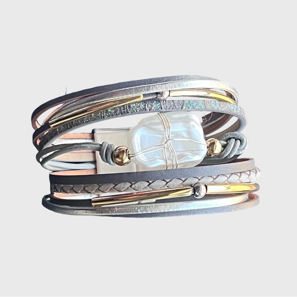 Elegant Multi-Layered Bracelet with Gold and Silver Accents